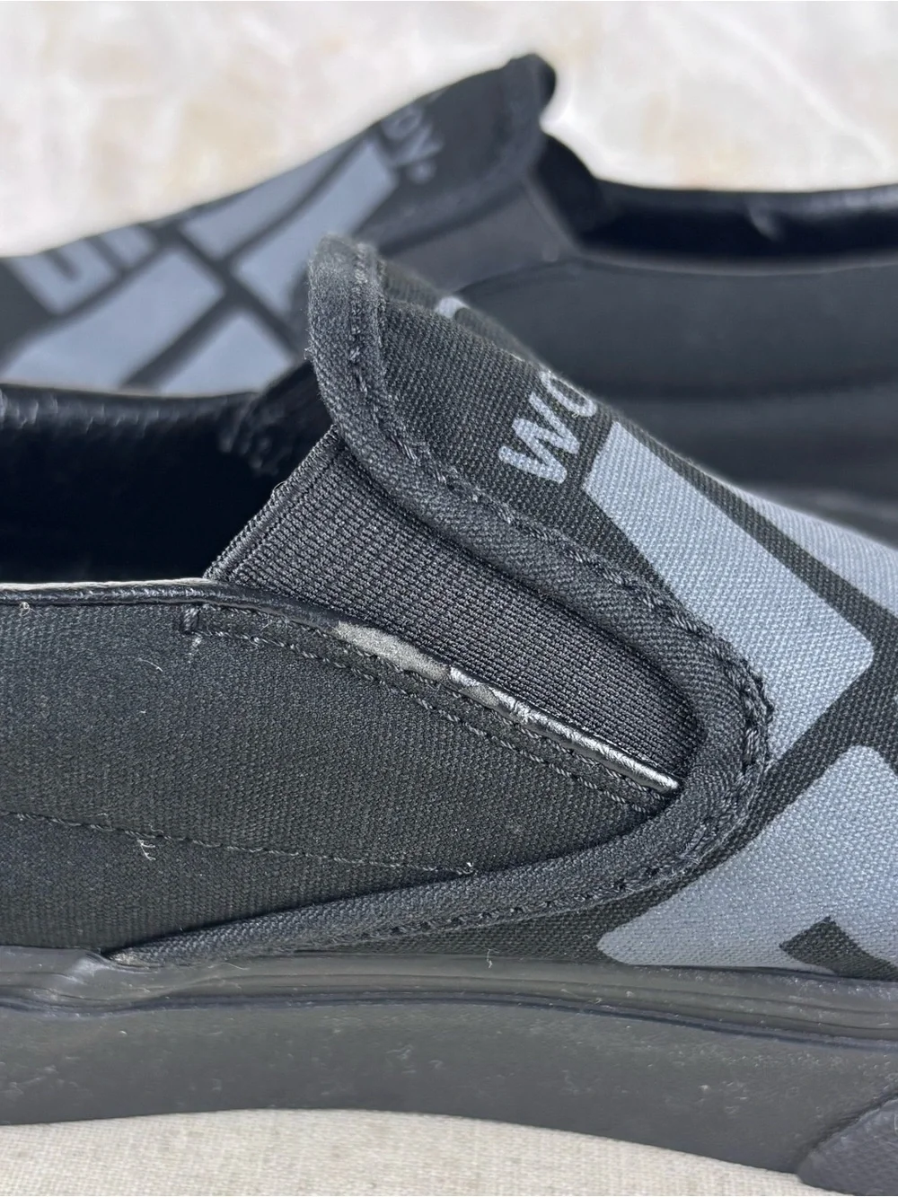 Vans x Workday Slip-On Sneakers Black Gray Logo Mens 12